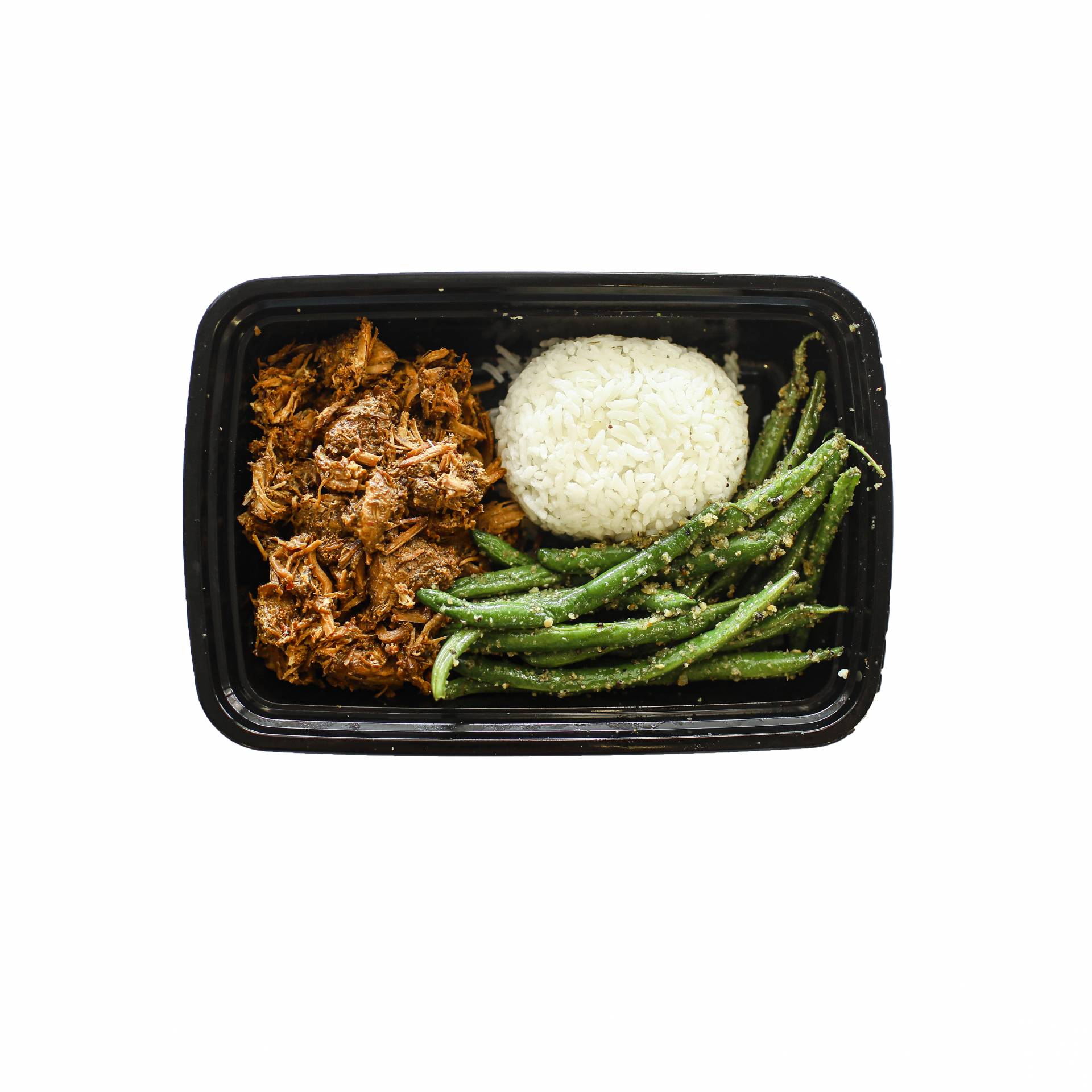 Slow-Cooked Pork with Jasmine Rice & Green Beans