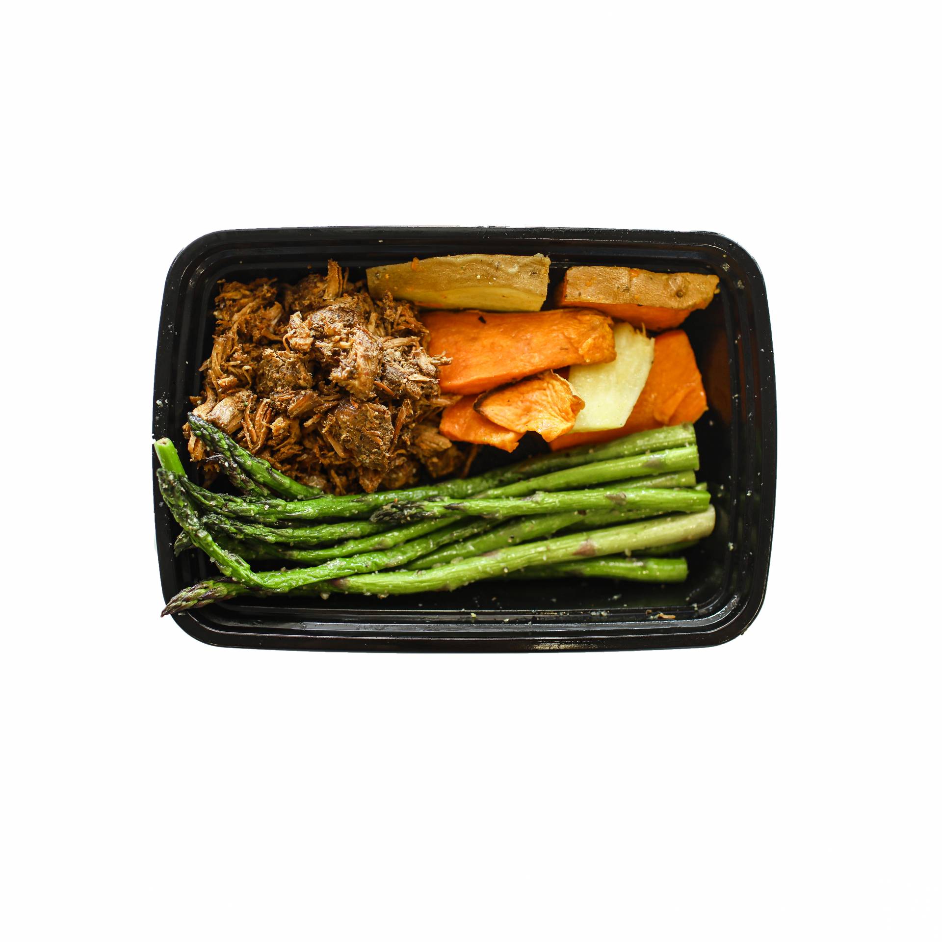 Slow-Cooked Pork with Sweet Potatoes & Asparagus