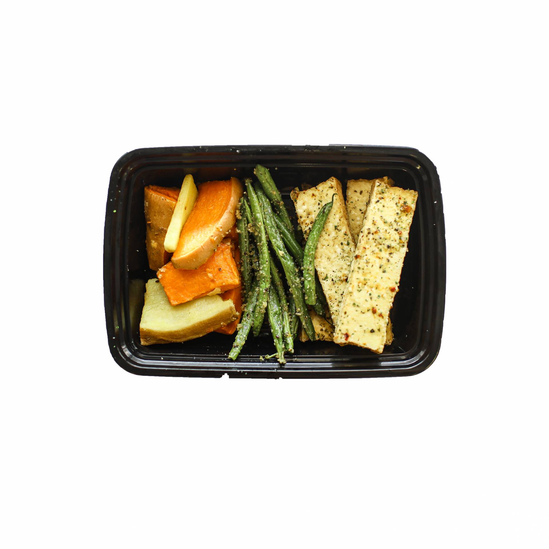 Grilled Tofu with Sweet Potatoes & Green Beans